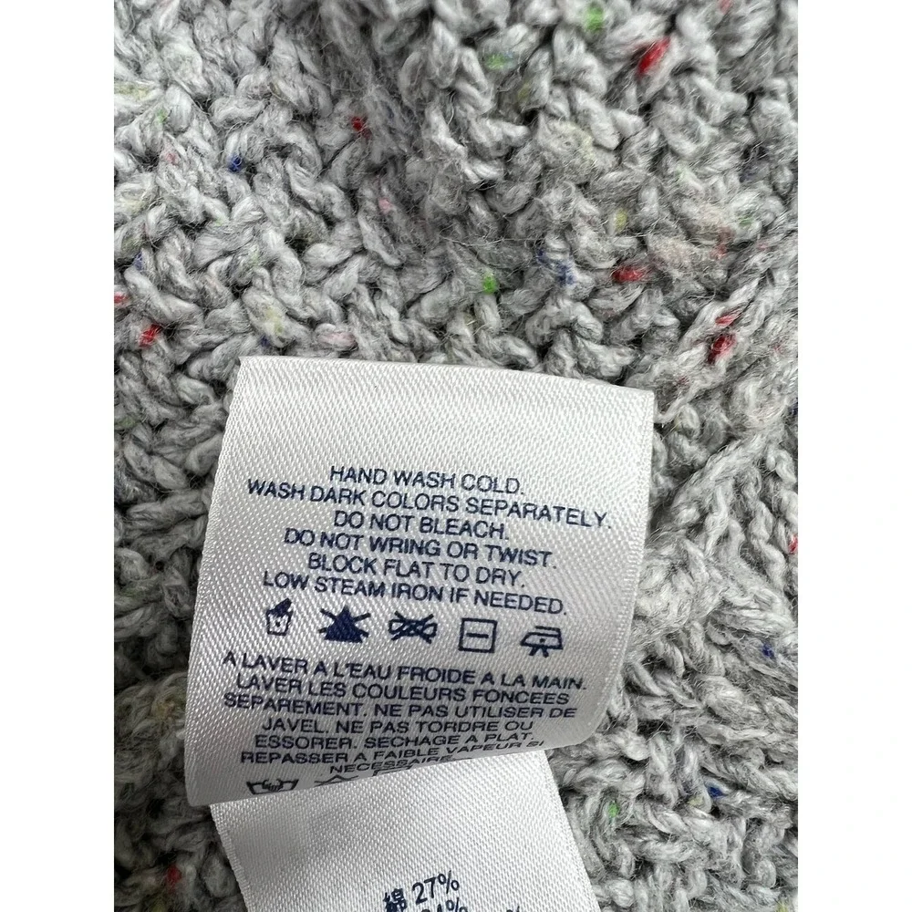 Lands' End Womens Gray Cable Knit Wool‎ Blend Crewneck Pullover Sweater Medium